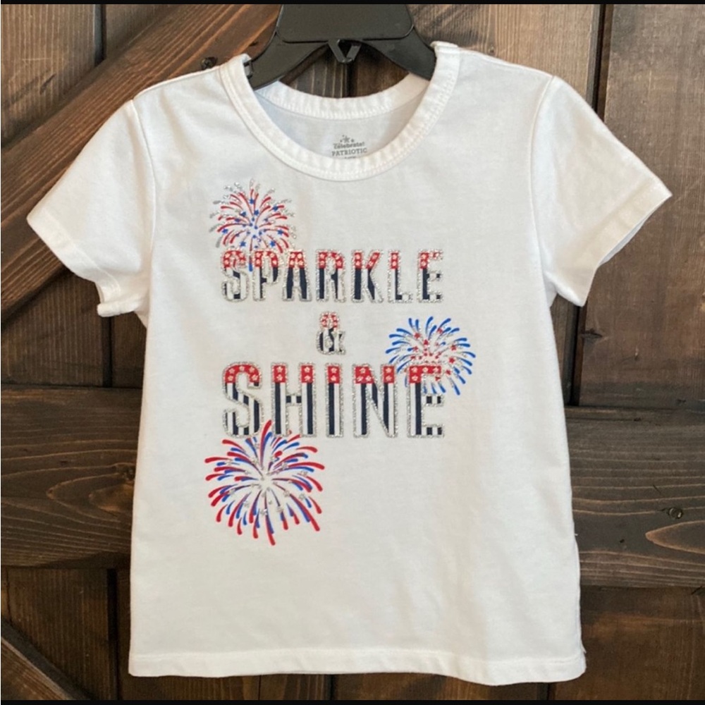 Way To Celebrate Sparkle & Shine Patriotic Girls Shirt Sz S 6-6X Fireworks